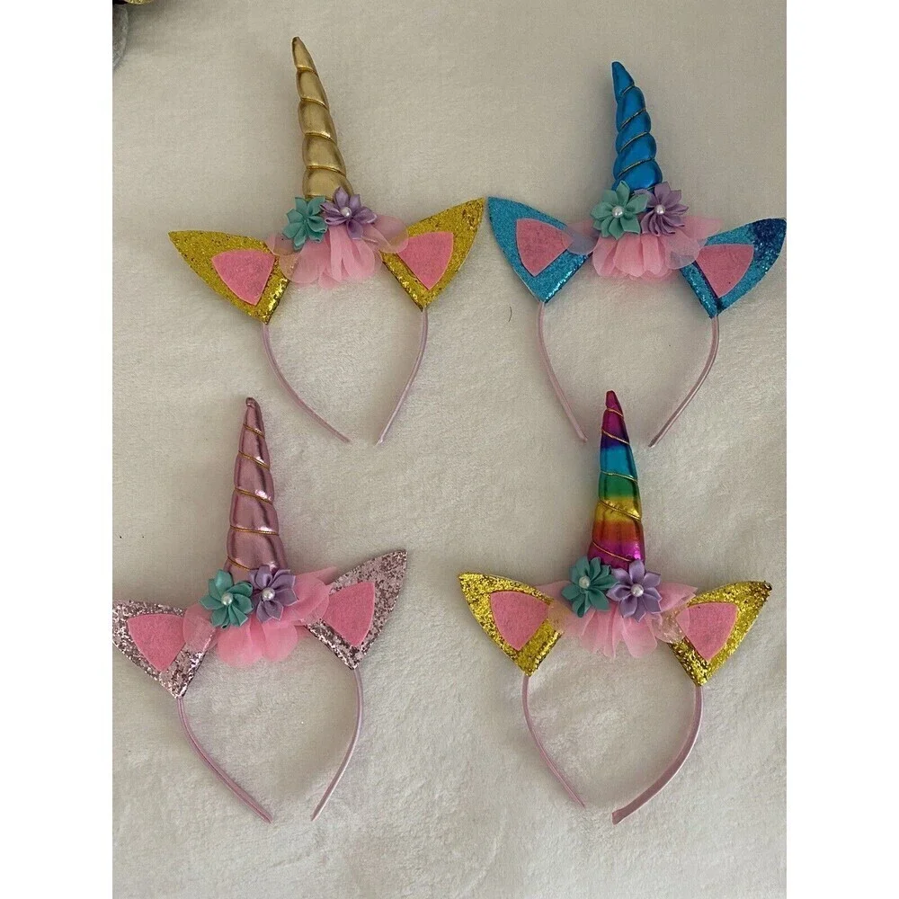 kids Unicorn Headband Halloween Hair Accessories Birthday Girl Hairband set of 4